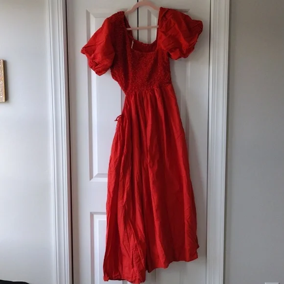  FREE PEOPLE Kalina Midi dress in Persimmon size Large - Picture 4 of 8